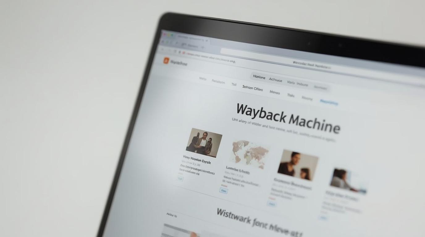 Screenshot Wayback Machine menunjukkan analisis konten historis