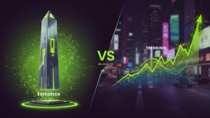 konten evergreen vs trending